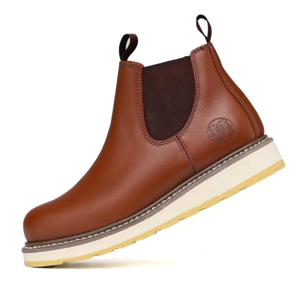 Handpoint work shoes Men's Chelsea Double Gore Pull-On Soft Toe Work Boot!